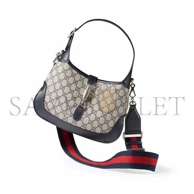 GUCCI JACKIE 1961 GG SMALL SHOULDER BAG BEIGE AND BLUE 678843 (28*19*4.5cm)
